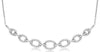 ESTATE .25CT DIAMOND 14K WHITE GOLD ROUND OVAL LOVE KNOT GRADUATING BAR NECKLACE