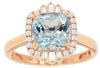 2.11CT DIAMOND & AAA AQUAMARINE 14KT ROSE GOLD CUSHION & ROUND SQUARE FUN RING