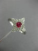 ESTATE LARGE .61CT DIAMOND & AAA RUBY 14KT WHITE GOLD CLASSIC SQUARE FLOWER RING