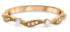 ESTATE .14CT DIAMOND 14K ROSE GOLD MULTI WAVE FILIGREE MILGRAIN ANNIVERSARY RING