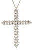 LARGE 1.48CT DIAMOND 14K YELLOW GOLD CLASSIC 3 ROW CROSS UNISEX FLOATING PENDANT