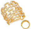 ESTATE LARGE 1.28CT DIAMOND 14KT YELLOW GOLD MULTI ROW SQUARE LOVE KNOT FUN RING