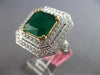 EXTRA LARGE 5.86CT DIAMOND & AAA EMERALD 18K 2 TONE GOLD 3D CUSHION OCTAGON RING