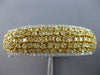 LARGE 13.44CT WHITE & FANCY YELLOW DIAMOND 18KT 2 TONE GOLD CUFF BANGLE BRACELET