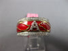 LARGE .61CT WHITE DIAMOND & RED & YELLOW ENAMEL 18KT 2 TONE GOLD A INITIAL RING