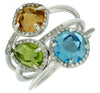 ESTATE WIDE 3.28CT DIAMOND & AAA MULTI GEM 14KT WHITE GOLD MULTI SHAPE FUN RING
