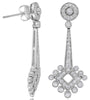 1.18CT DIAMOND 18KT WHITE GOLD ROUND FLORAL TEAR DROP FILIGREE HANIGING EARRINGS