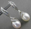 ESTATE LARGE DIAMOND 12MM SOUTH SEA PEARL 14KT WHITE GOLD HANGING EARRINGS #2664