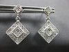 .33CT DIAMOND 14K WHITE GOLD ROUND GEOMETRICAL FILIGREE SQUARE HANGING EARRINGS