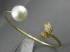 ESTATE LARGE .22CT DIAMOND & AAA SOUTH SEA PEARL 18K YELLOW GOLD BANGLE BRACELET