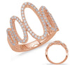 ESTATE WIDE .58CT DIAMOND 14K ROSE GOLD 3D OPEN OVAL CLASSIC GRADUATING FUN RING