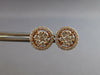 ESTATE LARGE 1.06CT DIAMOND 14KT ROSE GOLD 3D CLASSIC FLOWER HALO STUD EARRINGS