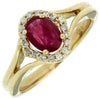ESTATE 1.05CT DIAMOND & AAA RUBY 14K YELLOW GOLD 3D OVAL & ROUND FLOWER FUN RING