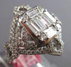 LARGE 1.93CT DIAMOND 18KT WHITE GOLD 3D ROUND & BAGUETTE SQUARE ENGAGEMENT RING