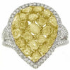 LARGE 3.22CT WHITE & FANCY YELLOW DIAMOND 18KT 2 TONE GOLD MULTI SHAPE FUN RING