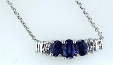 .81CT DIAMOND & AAA SAPPHIRE 14KT WHITE GOLD OVAL PAST PRESENT FUTURE NECKLACE