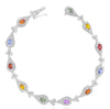 3.72CT DIAMOND & AAA MULTI GEM 14KT WHITE GOLD PEAR SHAPE & ROUND HALO BRACELET