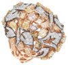 EXTRA LARGE 4.10CT WHITE & MULTI COLOR DIAMOND 18KT ROSE GOLD MULTI SHAPE RING