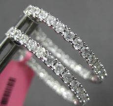 1.19CT DIAMOND 18KT WHITE GOLD 3D CLASSIC ROUND INSIDE OUT HOOP HANGING EARRINGS