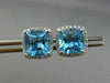 ESTATE 4.02CT DIAMOND & BLUE TOPAZ 14KT WHITE GOLD SQUARE HALO CLASSIC EARRINGS