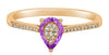 .89CT DIAMOND & AAA AMETHYST 14KT ROSE GOLD 3D PEAR SHAPE & ROUND SOLITAIRE RING