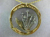 ANTIQUE LARGE 2.5CT OLD MINE CUT DIAMOND 14K TWO TONE GOLD FLOWER PENDANT #2490