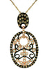 ESTATE .44CT WHITE & CHOCOLATE FANCY DIAMOND 14K ROSE GOLD OVAL FILIGREE PENDANT