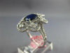 2.92CT DIAMOND & AAA SAPPHIRE 18KT WHITE GOLD 3D OVAL & ROUND FLOWER LOVE RING