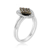 .73CT WHITE & CHOCOLATE FANCY DIAMOND 14KT WHITE GOLD MARQUISE SHAPE PAVE RING