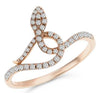 ESTATE .26CT DIAMOND 14KT ROSE GOLD 3D SNAKE FUN RING