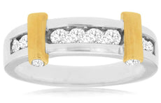 ESTATE .50CT DIAMOND 14K WHITE GOLD CLASSIC CHANNEL BAR WEDDING ANNIVERSARY RING