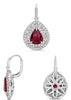 4.97CT DIAMOND & AAA RUBY 18KT WHITE GOLD 3D PEAR SHAPE & ROUND HANGING EARRINGS