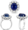 ESTATE 13.85CT DIAMOND & AAA SAPPHIRE PLATINUM OVAL & ROUND PRINCESS DIANA RING