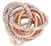EXTRA LARGE 2.40CT DIAMOND 18KT ROSE GOLD MULTI ROW INTERTWINING LOVE KNOT RING