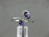 ESTATE WIDE .71CT DIAMOND & AAA OVAL AMETHYST 14KT WHITE GOLD 3D SNAKE LOVE RING