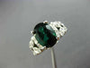 ESTATE LARGE 2.7CT DIAMOND & AAA GREEN TOURMALINE 14K WHITE GOLD ENGAGEMENT RING