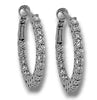 .79CT DIAMOND 14KT WHITE GOLD 3D ROUND CLASSIC INSIDE OUT HOOP HANGING EARRINGS