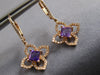 1.15CT DIAMOND & AAA AMETHYST 14K ROSE GOLD PRINCESS CUT & ROUND FLOWER EARRINGS