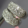 ESTATE WIDE 1.50CT DIAMOND 14KT WHITE GOLD 3 ROW CLASSIC HUGGIE HANGING EARRINGS
