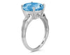 ESTATE 4.0CT DIAMOND & AAA BLUE TOPAZ 14KT WHITE GOLD OVAL & ROUND BAMBOO RING