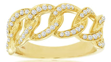 .33CT DIAMOND 14K YELLOW GOLD 3D LINK LOVE KNOT SEMI ETERNITY ANNIVERSARY RING