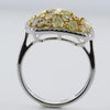 LARGE 3.02CT WHITE FANCY YELLOW DIAMOND 18K 2 TONE GOLD MULTI SHAPE CLUSTER RING