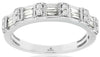 .35CT DIAMOND 14K WHITE GOLD 3D ROUND & BAGUETTE 2 ROW FILIGREE ANNIVERSARY RING