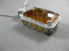 ESTATE LARGE 15.53CT DIAMOND & CITRINE 14KT WHITE GOLD 3D HALO FLOATING PENDANT
