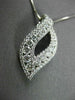 ANTIQUE 1.09CT ROUND DIAMOND 18KT WHITE GOLD LEAF FLOATING DROP PENDANT & CHAIN