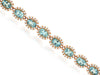 5.7CT DIAMOND & AAA AQUAMARINE 14K ROSE GOLD OVAL & ROUND FLOWER TENNIS BRACELET