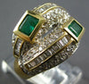 LARGE 2.17CT DIAMOND & AAA EMERALD 14KT YELLOW GOLD ROUND & BAGUETTE LOVE RING