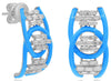 .60CT DIAMOND & BLUE ENAMEL 14K WHITE GOLD 3D CRISS CROSS LOVE KNOT FUN EARRINGS