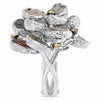 LARGE 27.18CT WHITE & MULTI COLOR DIAMOND 18KT WHITE GOLD 3D FLOWER FUN RING