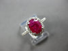 ESTATE 1.76CT DIAMOND & AAA RUBY 14K WHITE GOLD 3D OVAL & ROUND ENGAGEMENT RING